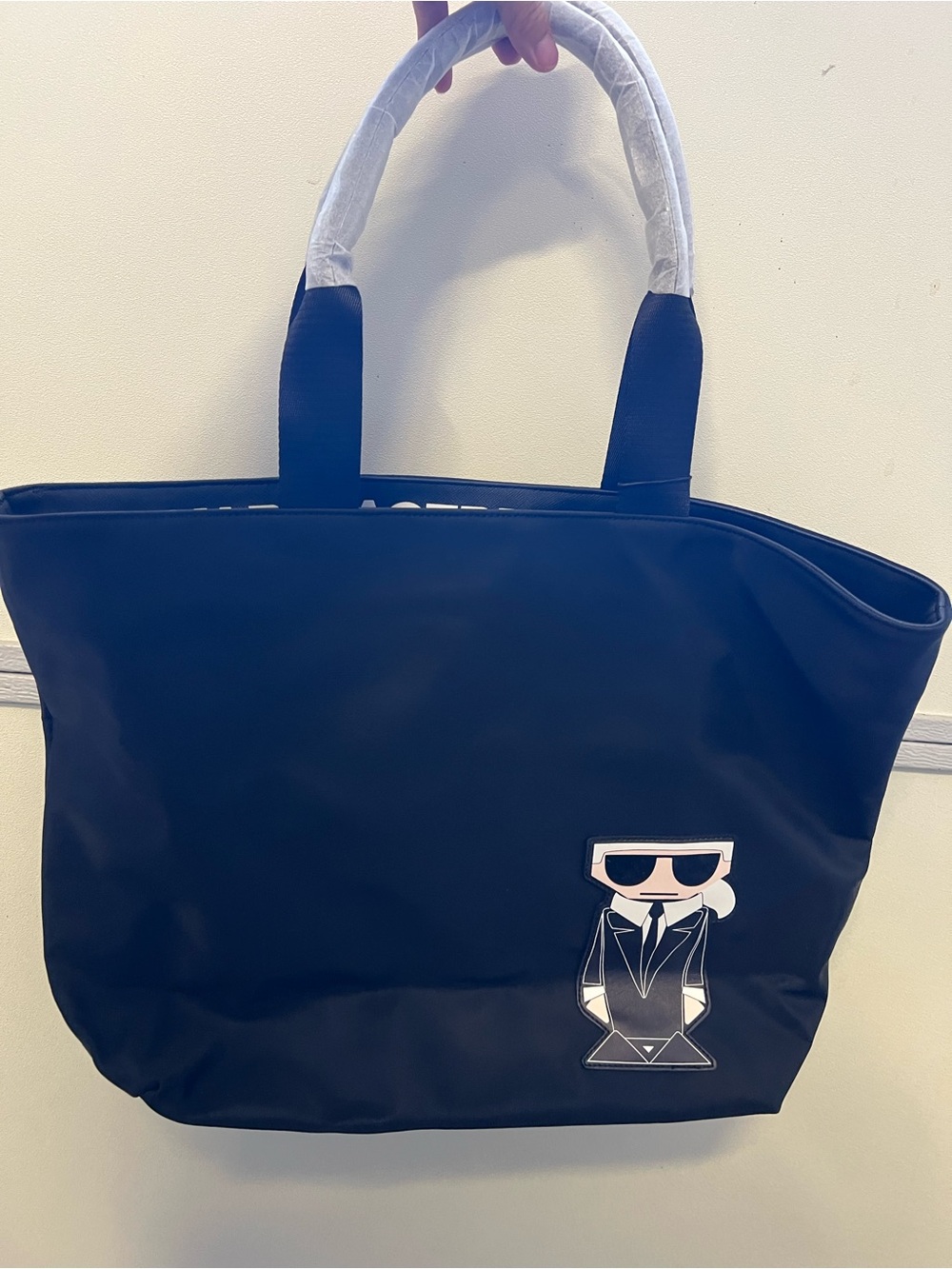 Karl Lagerfeld Black Tote Bag with Character Patch